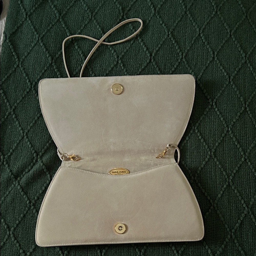 Vintage Charles Jourdan Suede & Leather Cream Shoulder Bag - Picture 4 of 10